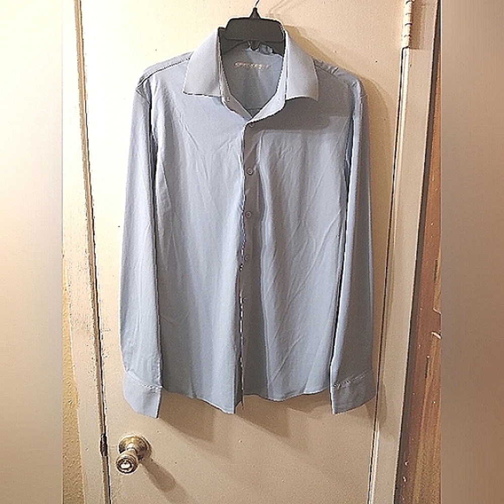 Spaidersilk Men's Button Up Long Sleeve Slim Fit Shirt Small Light Blue